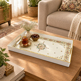 Ramadan & Eid al-Fitr Plastic Serving Tray – Mosaic Border Diamond - MintiHome