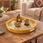 Ramadan & Eid al-Fitr Plastic Serving Tray – Gold Arabesque Vine - MintiHome