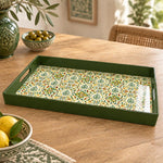 Ramadan & Eid al-Fitr Plastic Serving Tray – Green Vine Repeat - MintiHome