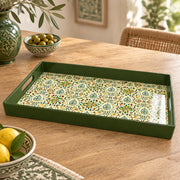 Ramadan & Eid al-Fitr Plastic Serving Tray – Green Vine Repeat - MintiHome