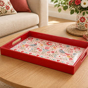 Valentine's Day Plastic Serving Tray – Love Banded Bird Border plastic serving tray shown in a rectangular product view.