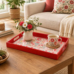 Valentine's Day Plastic Serving Tray – Love Banded Bird Border plastic serving tray shown in a rectangular styled scene.