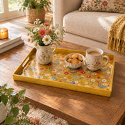 Valentine's Day Plastic Serving Tray – Golden Folk Bird Medley plastic serving tray shown in a rectangular styled scene.