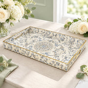 Ramadan Decorative Plastic Serving Tray – Silver Cream Medallion full-print plastic serving tray shown in a product view.