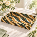 Daily Decorative Plastic Serving Tray – Charcoal Copper Ikat Waves full-print plastic serving tray shown in a product view.
