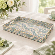 Daily Decorative Plastic Serving Tray – Lavender Sage Ikat Ripples full-print plastic serving tray shown in a product view.