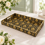Daily Decorative Plastic Serving Tray – Charcoal Bronze Cartouche full-print plastic serving tray shown in a product view.