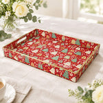 Christmas Decorative Plastic Serving Tray – Cranberry Mint Tree Repeat full-print plastic serving tray shown in a product view.