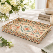 Daily Decorative Plastic Serving Tray – Sand Brick Kilim Patchwork full-print plastic serving tray shown in a product view.