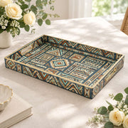 Daily Decorative Plastic Serving Tray – Indigo Camel Loom Panel full-print plastic serving tray shown in a product view.
