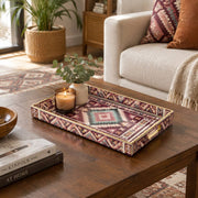 Daily Decorative Plastic Serving Tray – Plum Rose Gold Loom full-print plastic serving tray shown in a styled room scene.