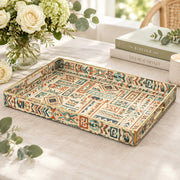 Daily Decorative Plastic Serving Tray – Ivory Teal Key Spiral full-print plastic serving tray shown in a product view.