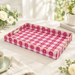 Valentine's Day Decorative Plastic Serving Tray – Berry Heart Gingham full-print plastic serving tray shown in a product view.