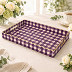 Valentine's Day Decorative Plastic Serving Tray – Violet Gold Hearts full-print plastic serving tray shown in a product view.