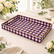 Valentine's Day Decorative Plastic Serving Tray – Violet Gold Hearts full-print plastic serving tray shown in a product view.