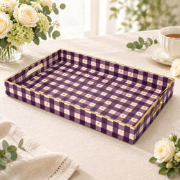 Valentine's Day Decorative Plastic Serving Tray – Violet Gold Hearts full-print plastic serving tray shown in a product view.