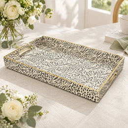 Daily Decorative Plastic Serving Tray – Ivory Charcoal Pelt Sketch - MintiHome