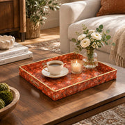 Valentine's Day Decorative Plastic Serving Tray – Rust Folk Bloom - MintiHome