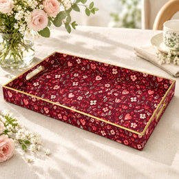 Valentine's Day Decorative Plastic Serving Tray – Berry Heart Bloom - MintiHome