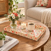Valentine's Day Decorative Plastic Serving Tray – Ivory Folk Bloom - MintiHome