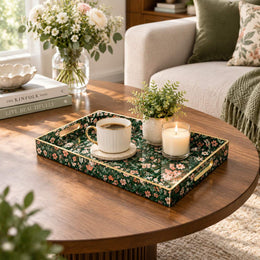 Valentine's Day Decorative Plastic Serving Tray – Forest Leaf Bloom - MintiHome