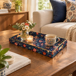 Valentine's Day Decorative Plastic Serving Tray – Indigo Peach Bloom - MintiHome