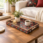 Valentine's Day Decorative Plastic Serving Tray – Charcoal Red Bloom - MintiHome
