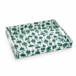 Ramadan Decorative Plastic Serving Tray – Ivory Emerald Lantern Drop transparent acrylic serving tray shown in a white background product shot.