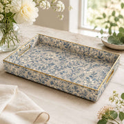 Daily Delft Blue Plastic Serving Tray – Floral & Vines - MintiHome