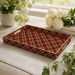 Daily Red Plaid Plastic Tray – Geometric Tartan Gold Trim Decor - MintiHome
