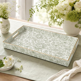 Daily Sage Floral Plastic Serving Tray – Botanical & Bird - MintiHome
