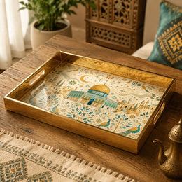 Dome Peacock Glass Serving Tray – Olive Trees Crescent - MintiHome