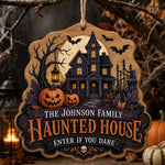 Family Haunted House MDF Wood Hanging Wall Decor – Skull hanging wall decor with printed artwork and cut silhouette.