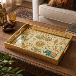 National Days Mandala Glass Tray – Elephant Centerpiece - MintiHome