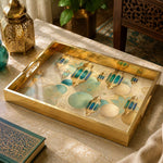 National Days Lantern Glass Tray – Teal Mandala Design - MintiHome