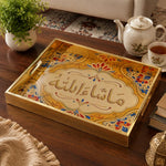 National Days Calligraphy Glass Tray – Floral Frame - MintiHome