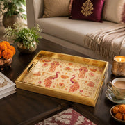 Indian Folk Peacock Elephant Glass Serving Tray – Festival - MintiHome