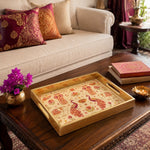 Indian Folk Peacock Elephant Glass Serving Tray – Festival - MintiHome