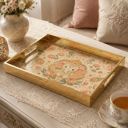 Ganesha Lotus Paisley Glass Serving Tray – Spiritual Bloom - MintiHome