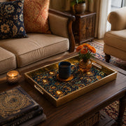 Blue Mandala Diya Paisley Glass Serving Tray – Royal Diwali - MintiHome