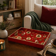 Christmas Santa Claus & Reindeer Glass Serving Tray – Holiday Platter - MintiHome