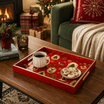 Christmas Santa Claus & Reindeer Glass Serving Tray – Holiday Platter - MintiHome