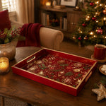 Christmas Holly & Poinsettia Glass Serving Tray – Holiday Platter - MintiHome