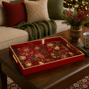 Christmas Holly & Poinsettia Glass Serving Tray – Holiday Platter - MintiHome