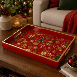 Christmas Gingerbread & Gift Glass Serving Tray – Holiday Platter - MintiHome