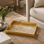 Moroccan Mosaic Daily Glass Tray – Gold Blue Border - MintiHome