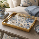 Blue Chinoiserie Daily Glass Tray – Peony Bird Border - MintiHome