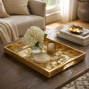 Gold Mosaic Daily Glass Tray – Square Tile Accent Border - MintiHome