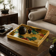 Chinese Cloud Daily Glass Tray – Red Green Gold Border - MintiHome