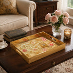 Lion Peony Daily Glass Tray – Gold Scrollwork Border - MintiHome